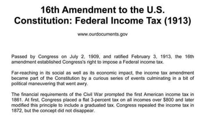 When did the 16th amendment get passed?