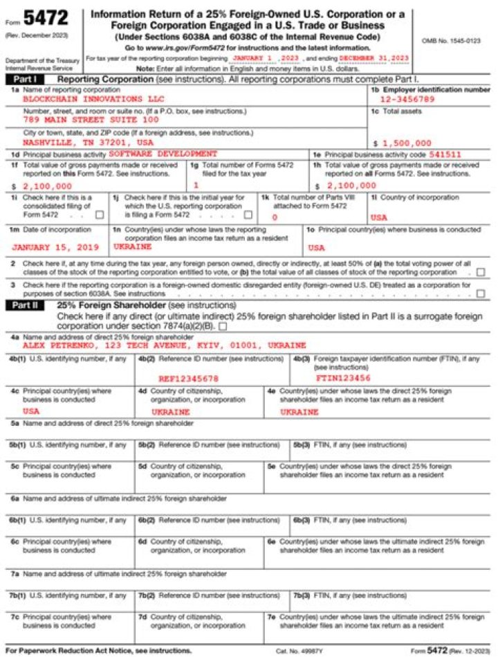 When do I need to file Form 5472 with the IRS?