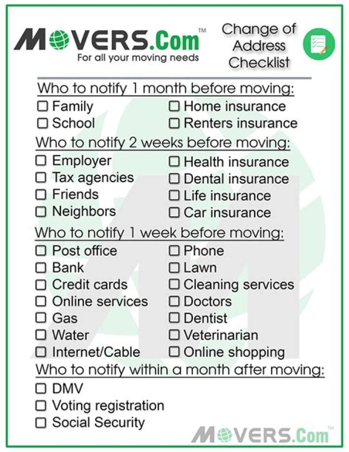 When moving house what do I need to change my address on?