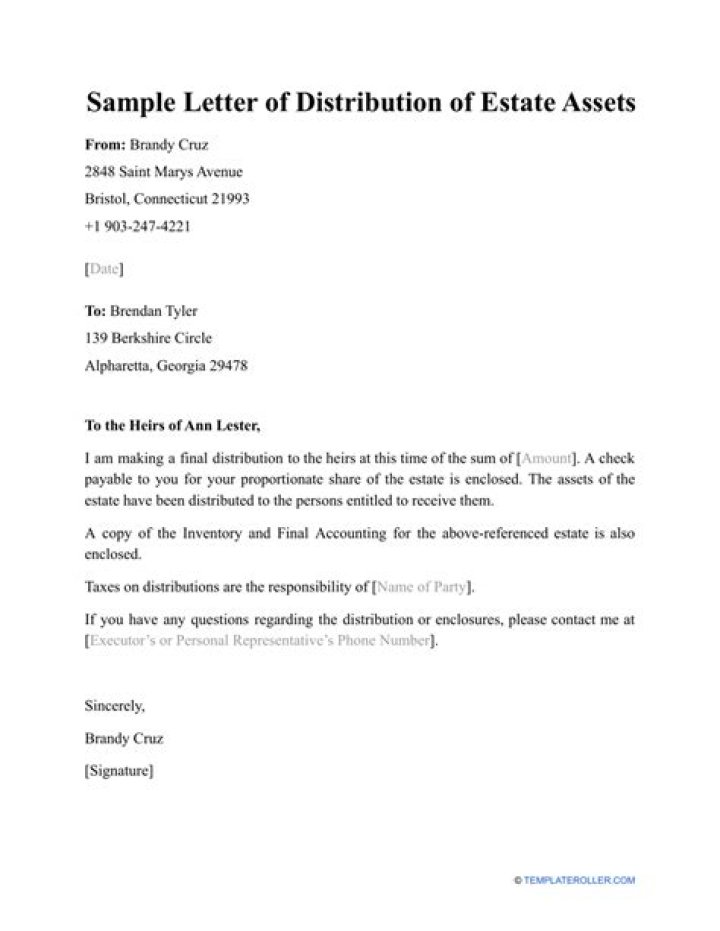 When to send an estate distribution letter to heirs?