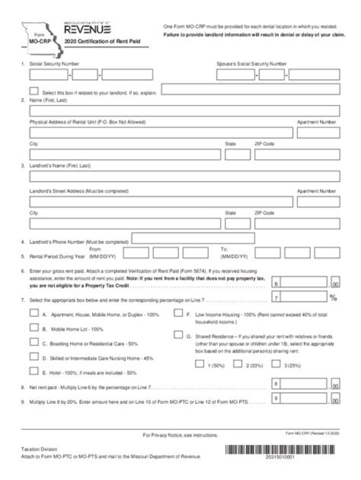 Where is my rent rebate check Missouri?