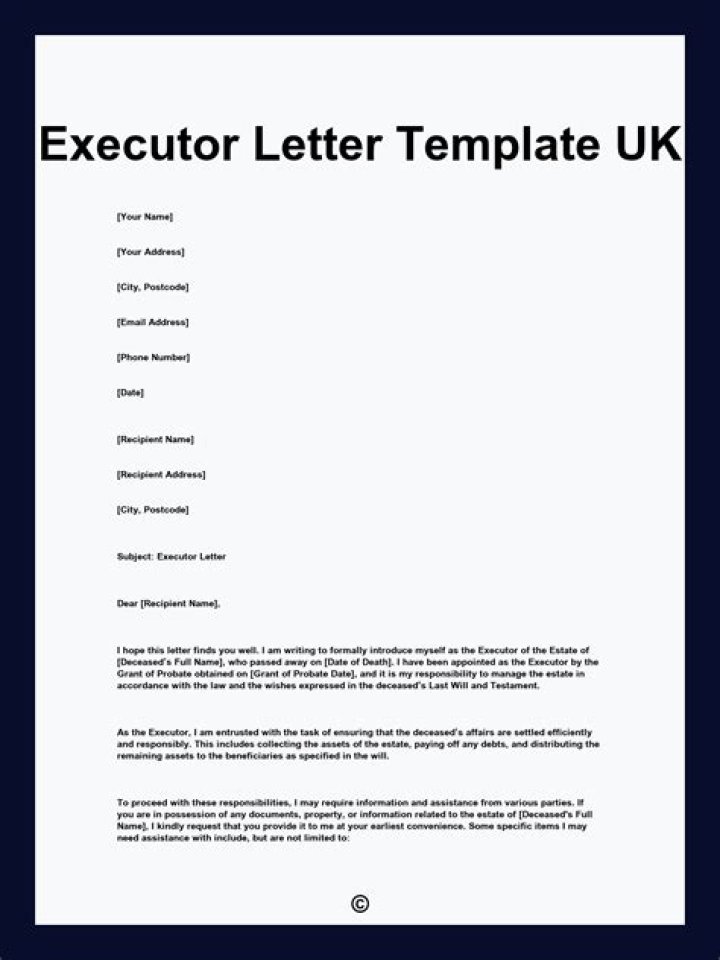 Who is the executor of an estate in the UK?