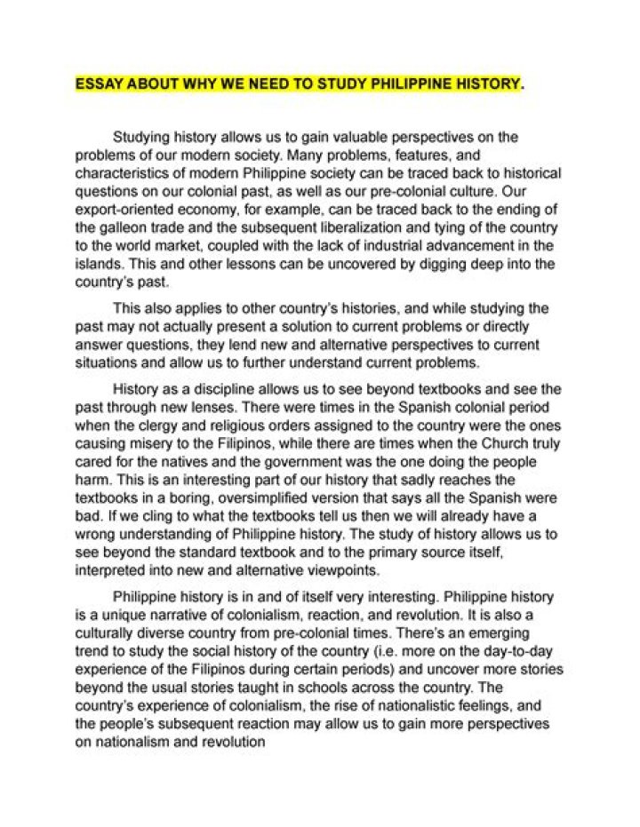 Why do we need study Philippine history?