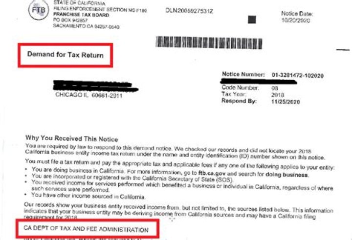 Why would I get a letter from the California Franchise Tax Board?